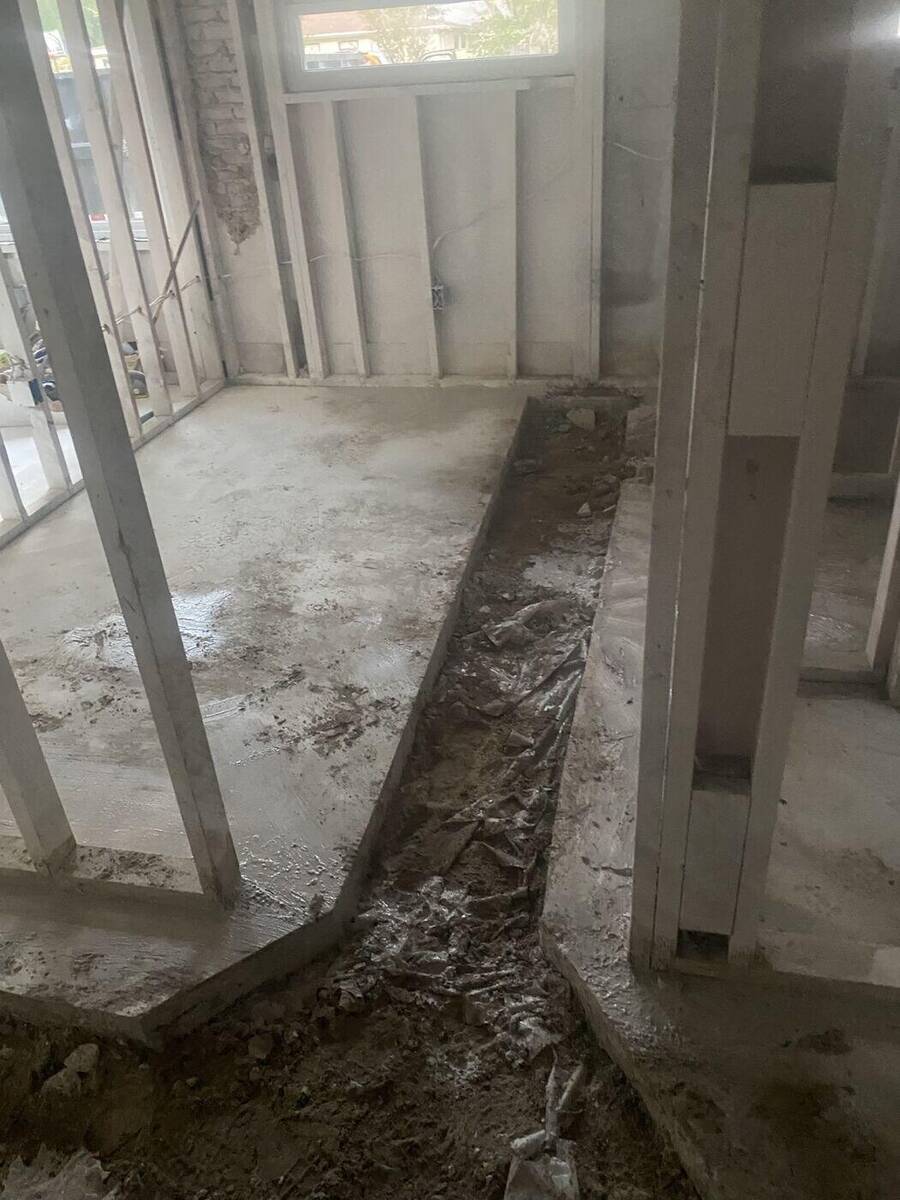 Interior concrete plumbing trench in Orange Park Florida