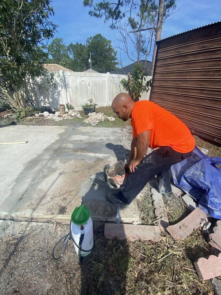 Concrete cutting for a 5 by 10 foot concrete removal area in Palm Coast Florida