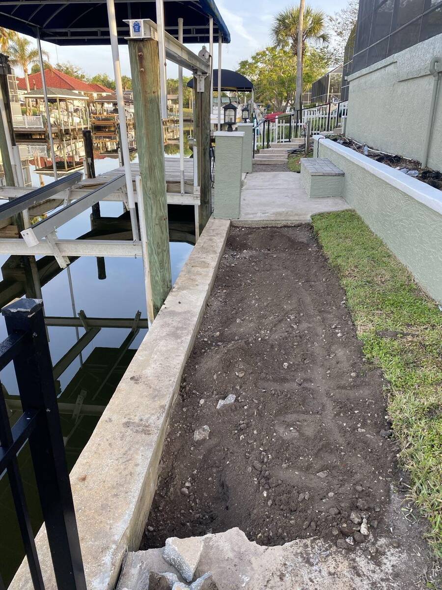 Concrete walkway after removal in Palm Coast Florida