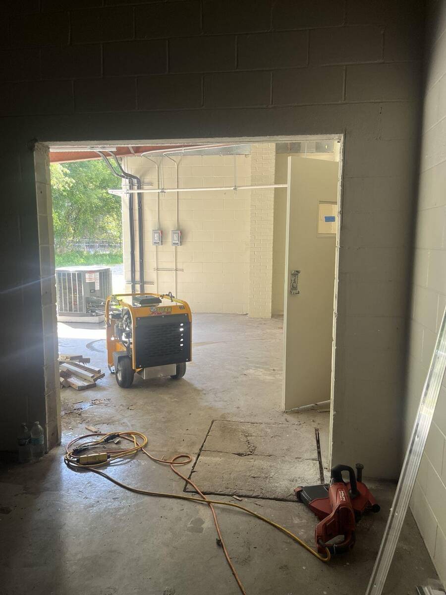 Concrete door opening cutting at First Coast Technical College in St Augustine Florida